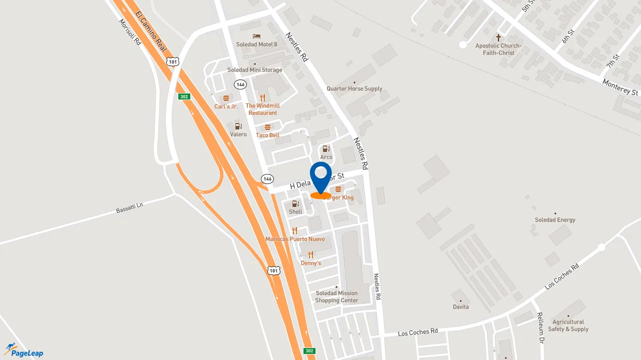 https://pageleap.com map showing location of Subway in Soledad.