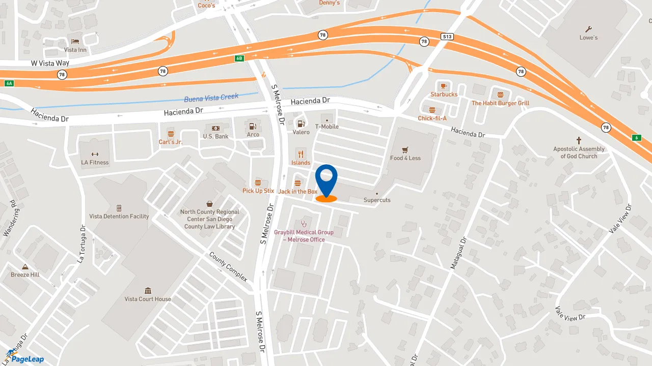 https://pageleap.com map showing location of Subway in Vista.