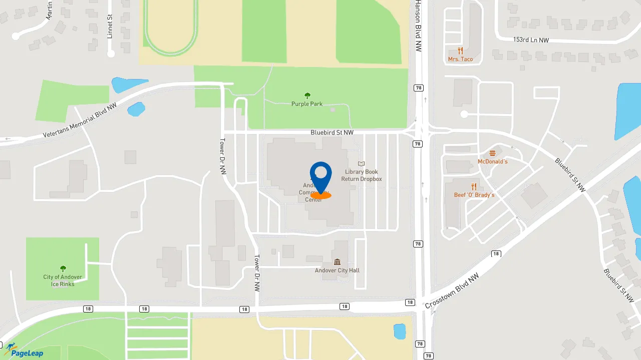 https://pageleap.com map showing location of Subway in Andover.