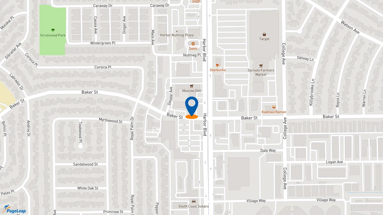 https://pageleap.com map showing location of Subway in Costa Mesa.