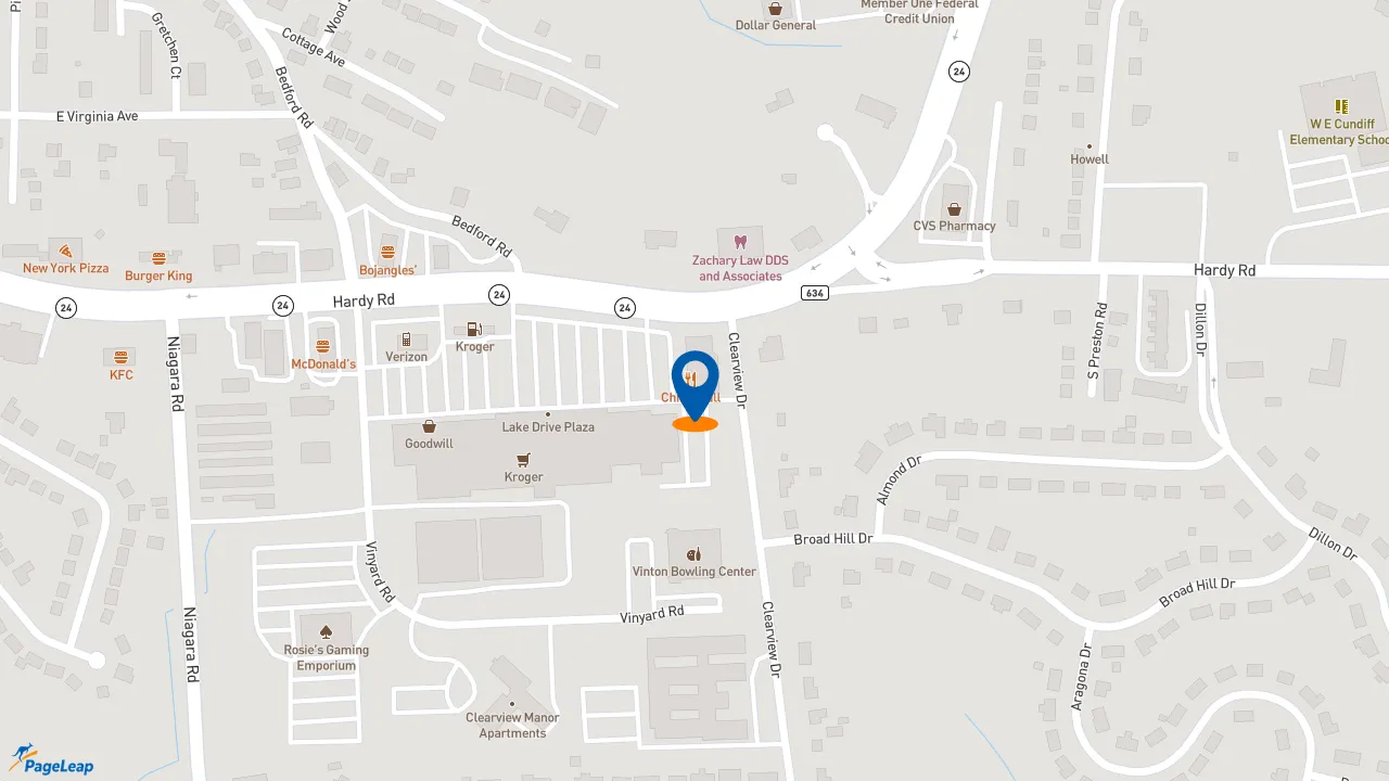 PageLeap.com map showing location of Subway in Vinton.