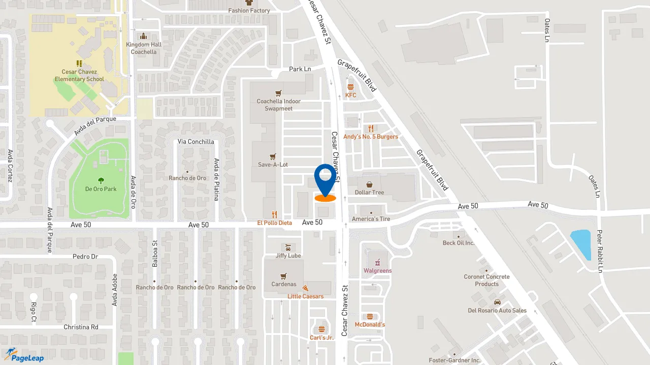 https://pageleap.com map showing location of Subway in Coachella.