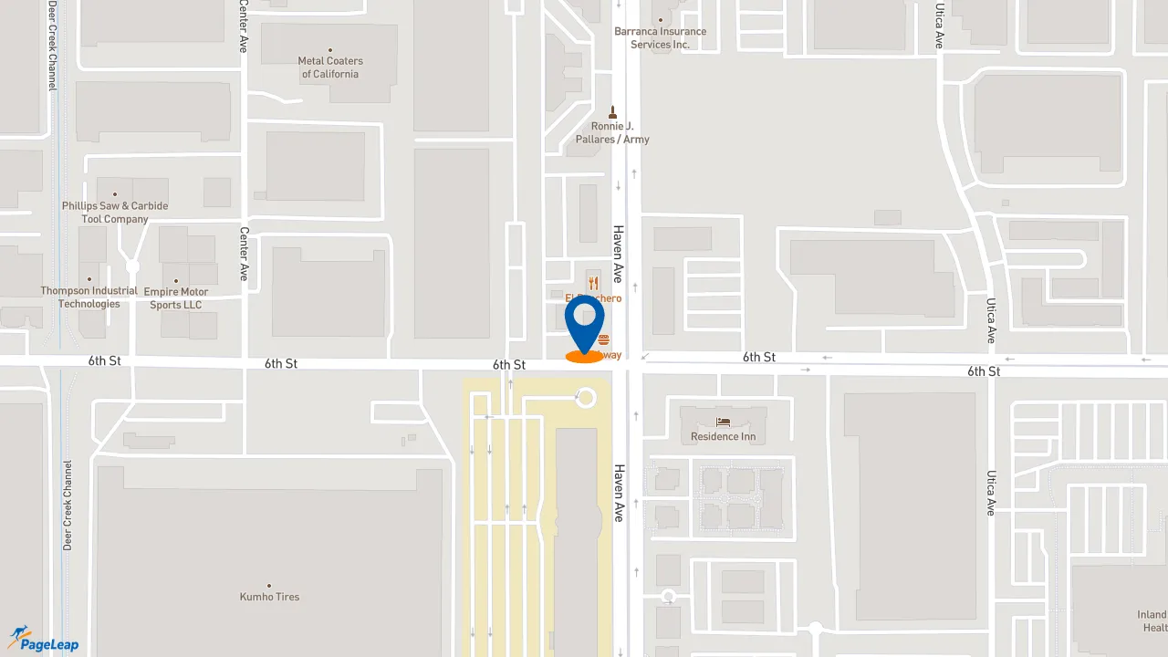 https://pageleap.com map showing location of Subway in Rancho Cucamonga.