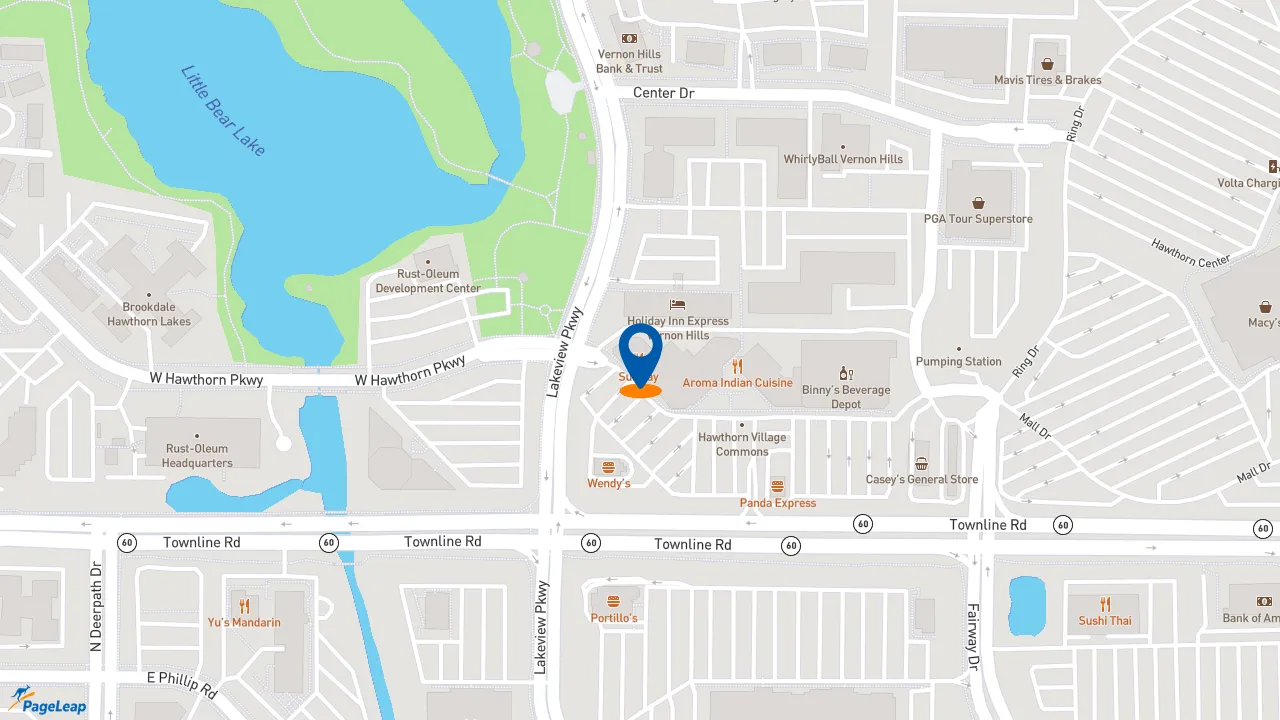 https://pageleap.com map showing location of Subway in Vernon Hills.