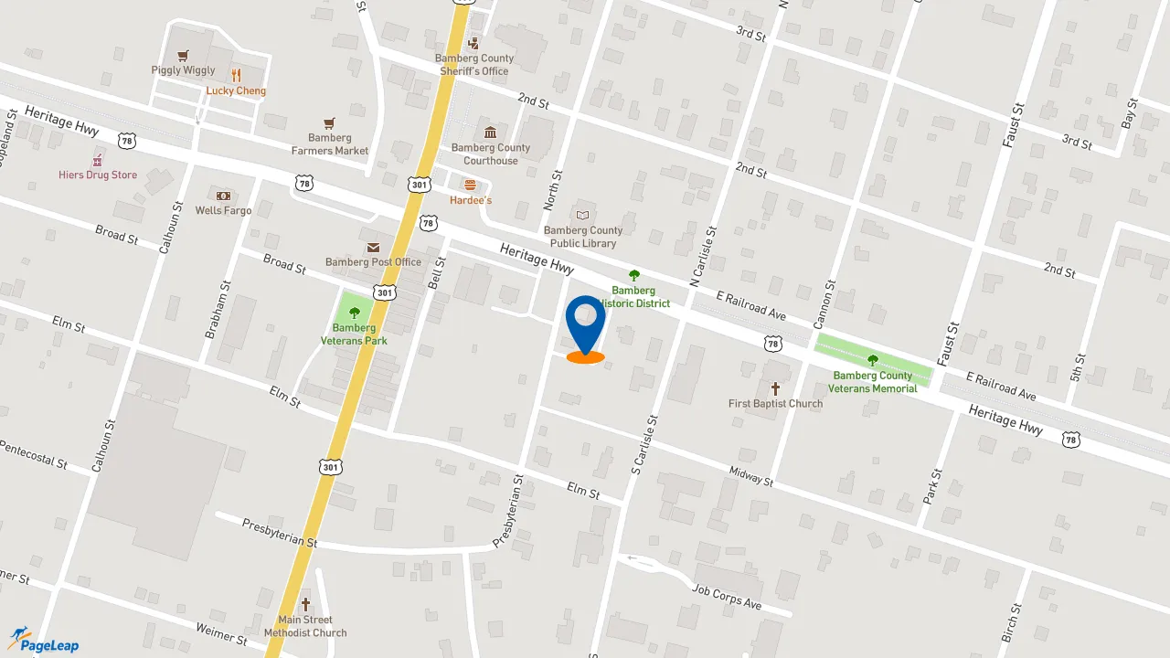 https://pageleap.com map showing location of Subway in Bamberg.