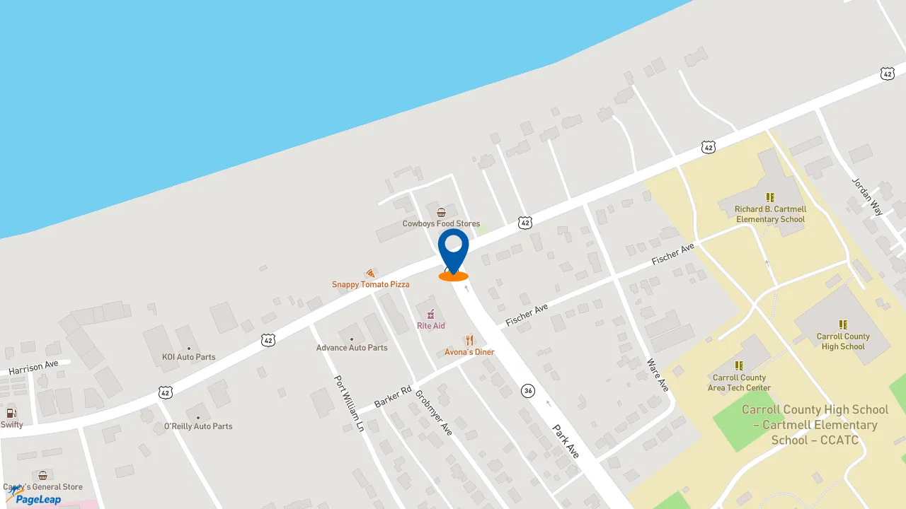 https://pageleap.com map showing location of Subway in Carrollton.