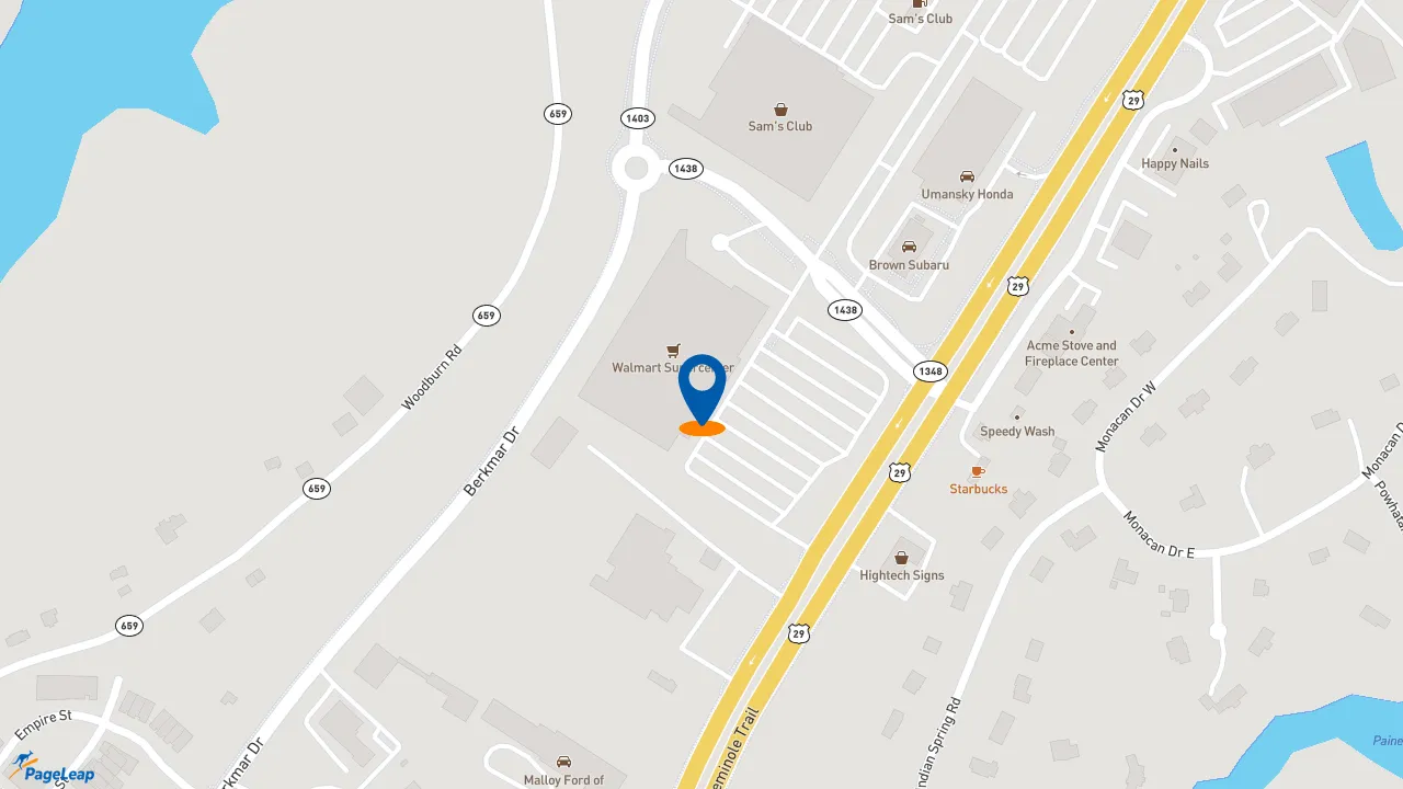 https://pageleap.com map showing location of Subway in Charlottesville.
