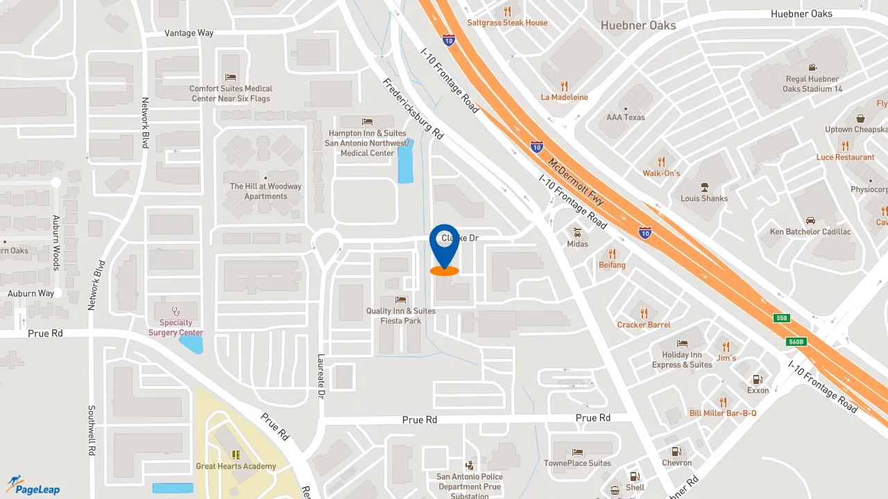 https://pageleap.com map showing location of Subway in San Antonio.