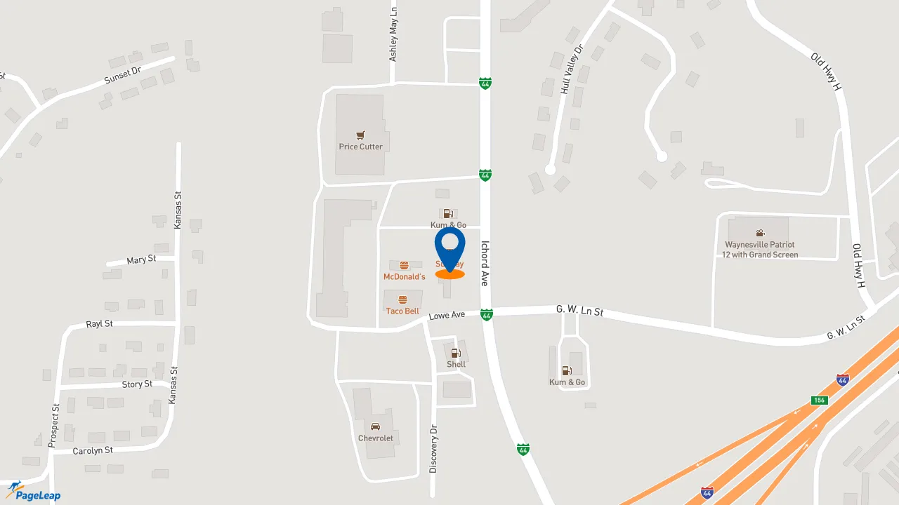 https://pageleap.com map showing location of Subway in Waynesville.