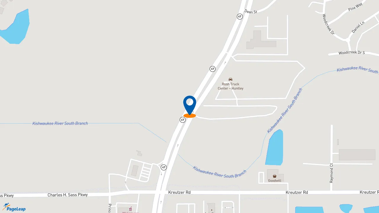 https://pageleap.com map showing location of Subway in Huntley.