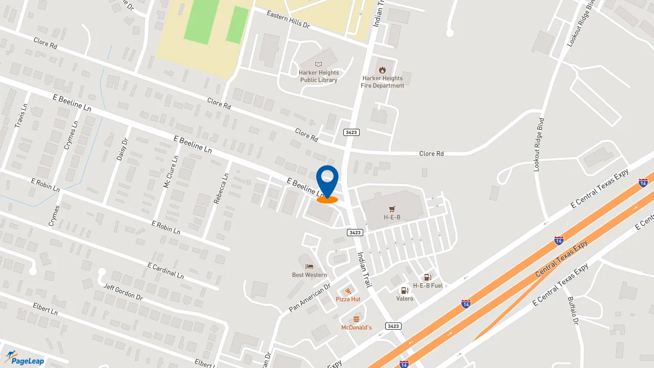 https://pageleap.com map showing location of Subway in Harker Heights.