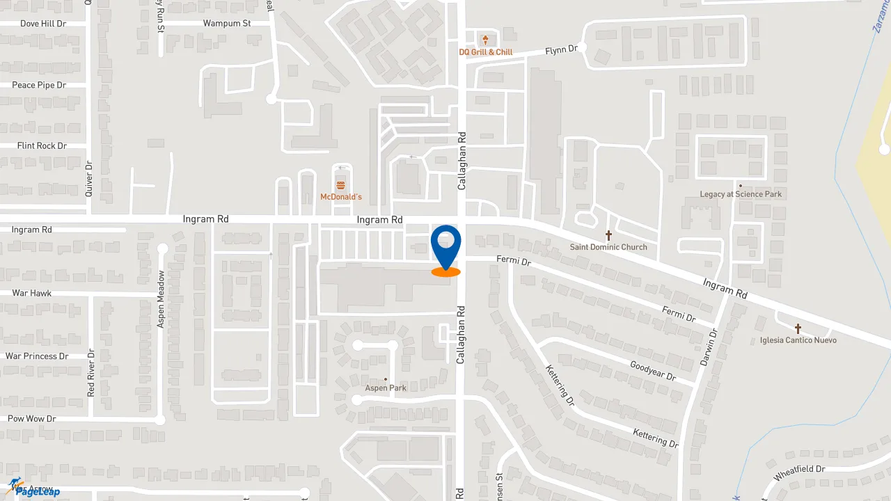 https://pageleap.com map showing location of Subway in San Antonio.