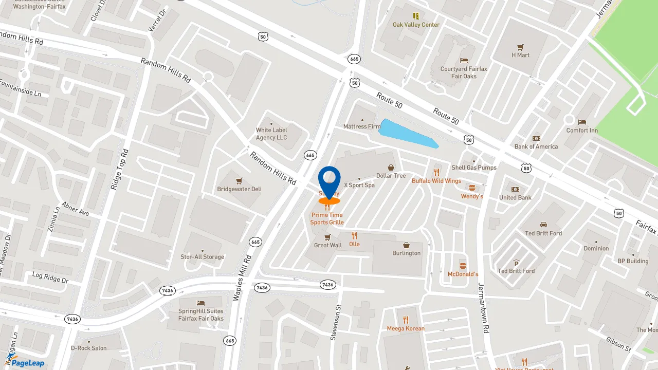https://pageleap.com map showing location of Subway in Fairfax.