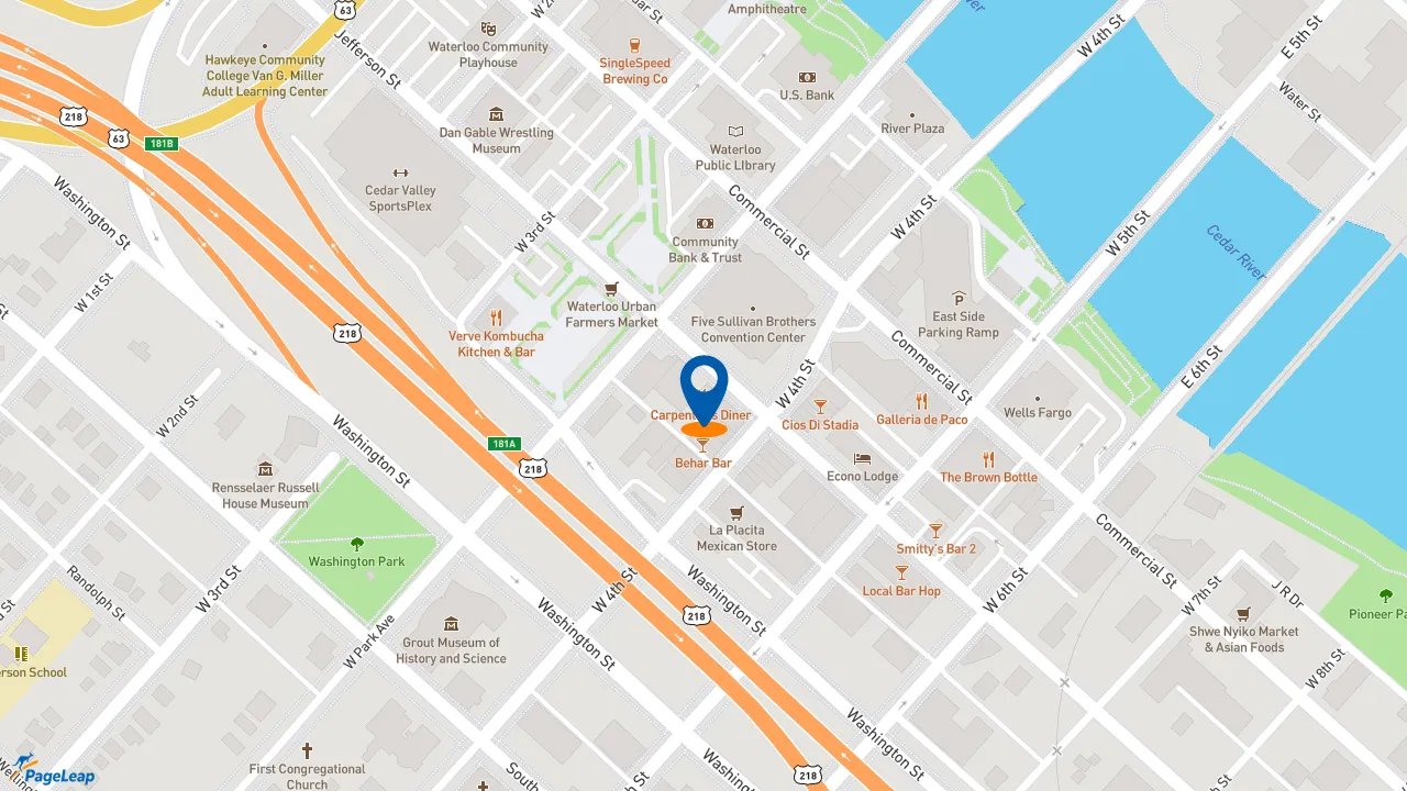 https://pageleap.com map showing location of Subway in Waterloo.