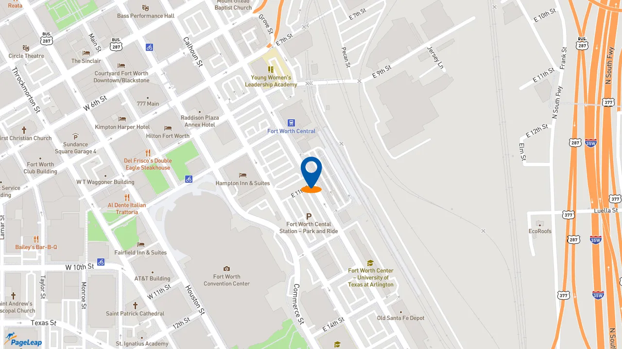 https://pageleap.com map showing location of Subway in Fort Worth.