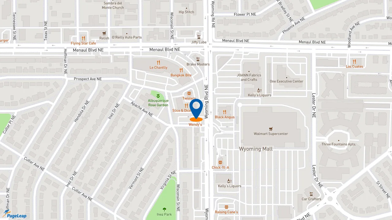 https://pageleap.com map showing location of Subway in Albuquerque.