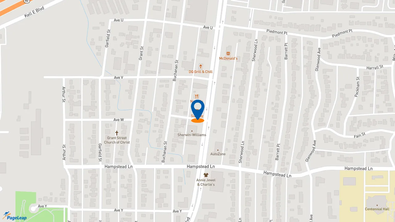 https://pageleap.com map showing location of Subway in Wichita Falls.