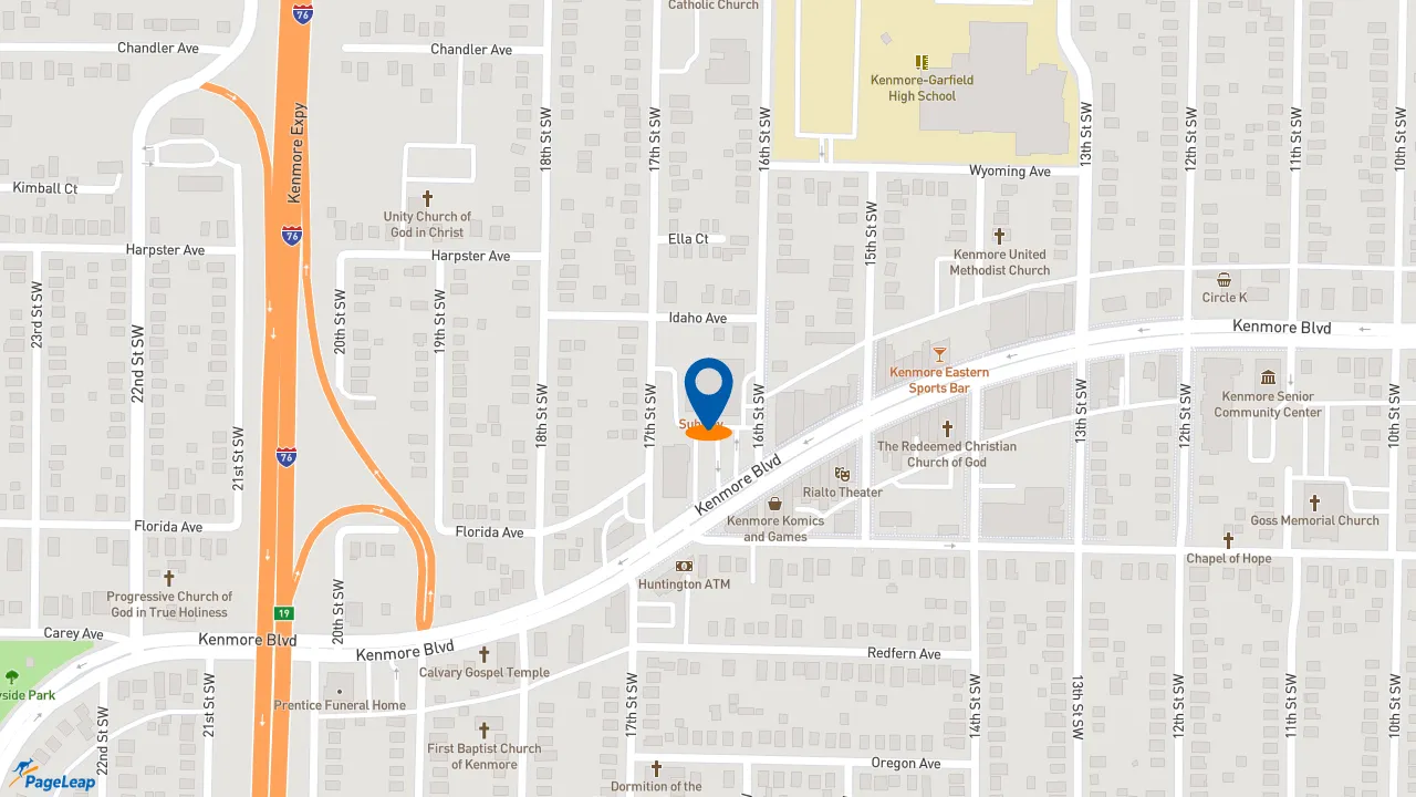 https://pageleap.com map showing location of Subway in Akron.