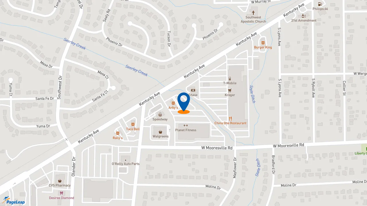 https://pageleap.com map showing location of Subway in Indianapolis.
