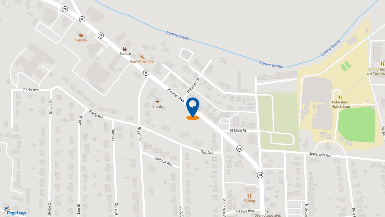 https://pageleap.com map showing location of Subway in Petersburg.
