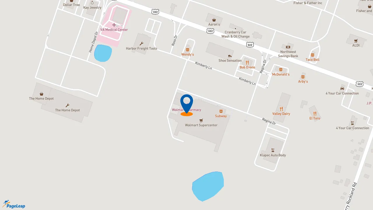 https://pageleap.com map showing location of Subway in Cranberry Township.