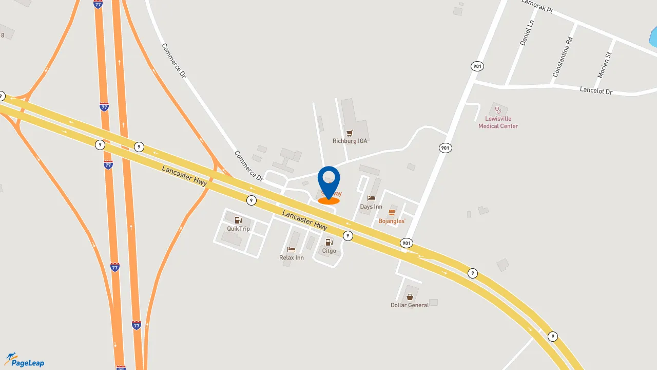 https://pageleap.com map showing location of Subway in Richburg.