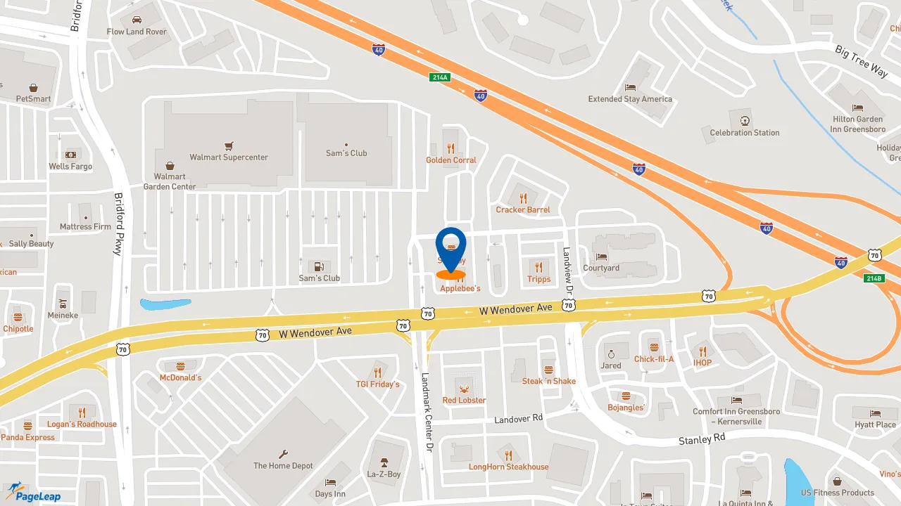 https://pageleap.com map showing location of Subway in Greensboro.