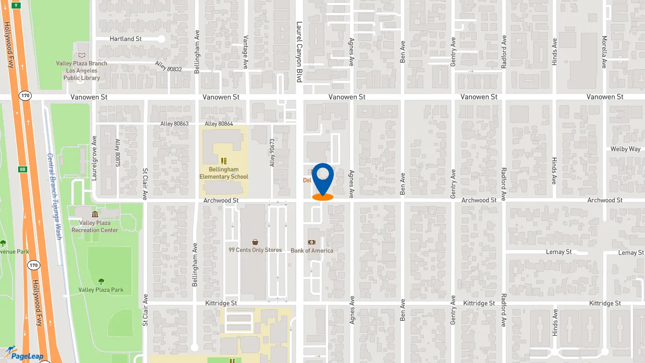 https://pageleap.com map showing location of Subway in Los Angeles.