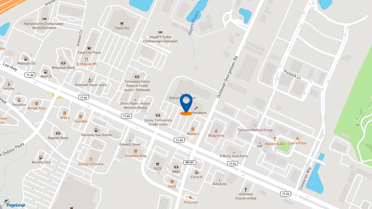PageLeap.com map showing location of Subway in Ooltewah.