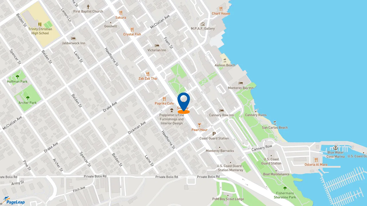 https://pageleap.com map showing location of Subway in Monterey.
