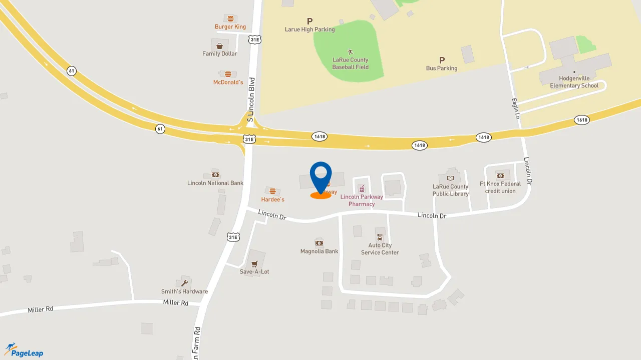https://pageleap.com map showing location of Subway in Hodgenville.