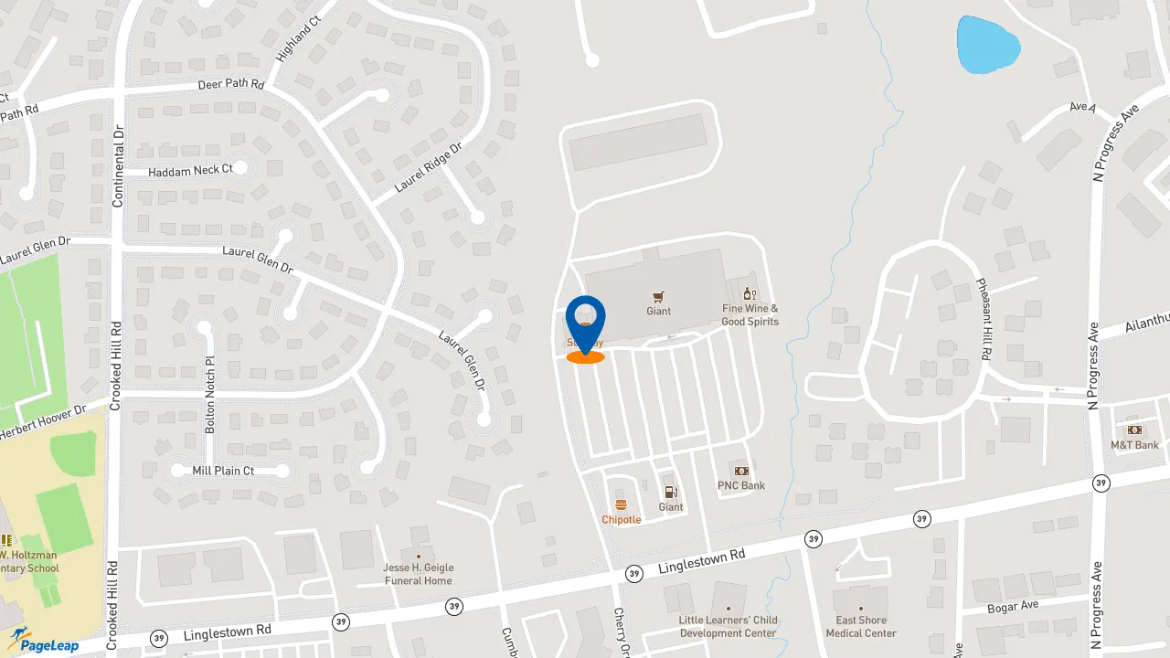 https://pageleap.com map showing location of Subway in Harrisburg.