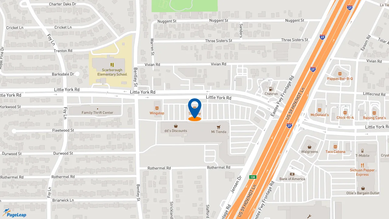 https://pageleap.com map showing location of Subway in Houston.