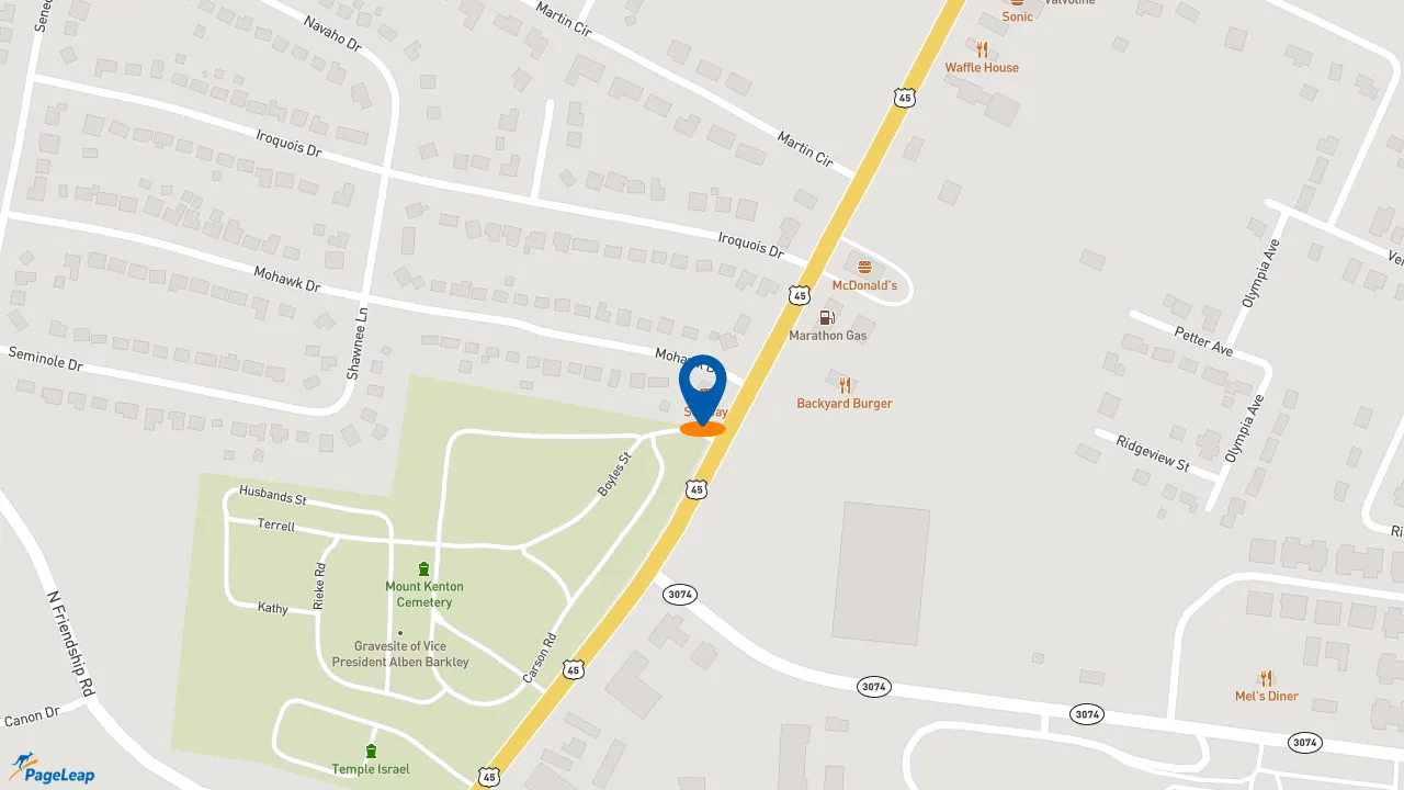 https://pageleap.com map showing location of Subway in Paducah.