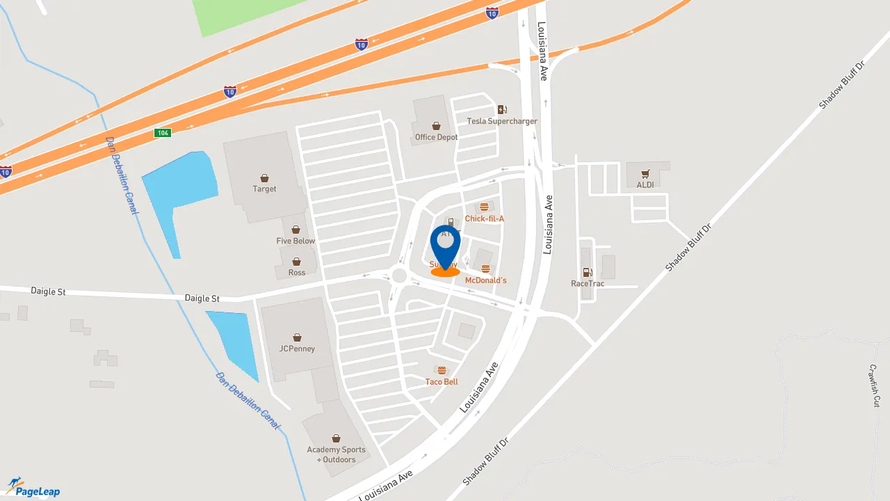 https://pageleap.com map showing location of Subway in Lafayette.