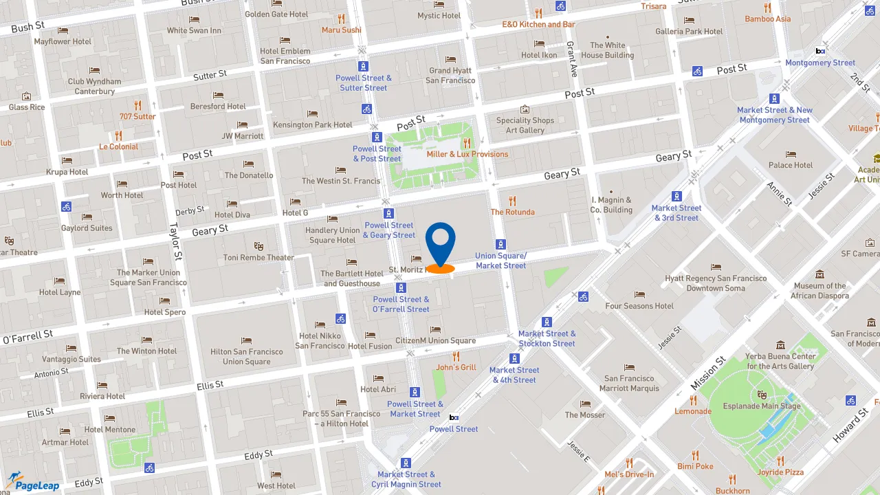 https://pageleap.com map showing location of Subway in San Francisco.