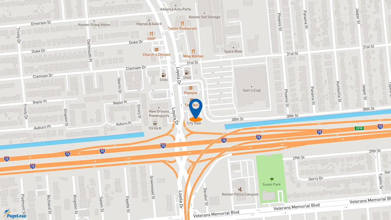 https://pageleap.com map showing location of Subway in Kenner.
