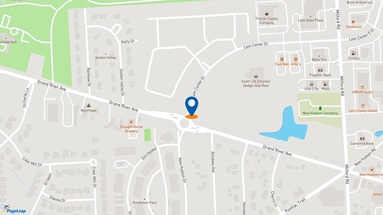 https://pageleap.com map showing location of Subway in Lyon Charter Township.