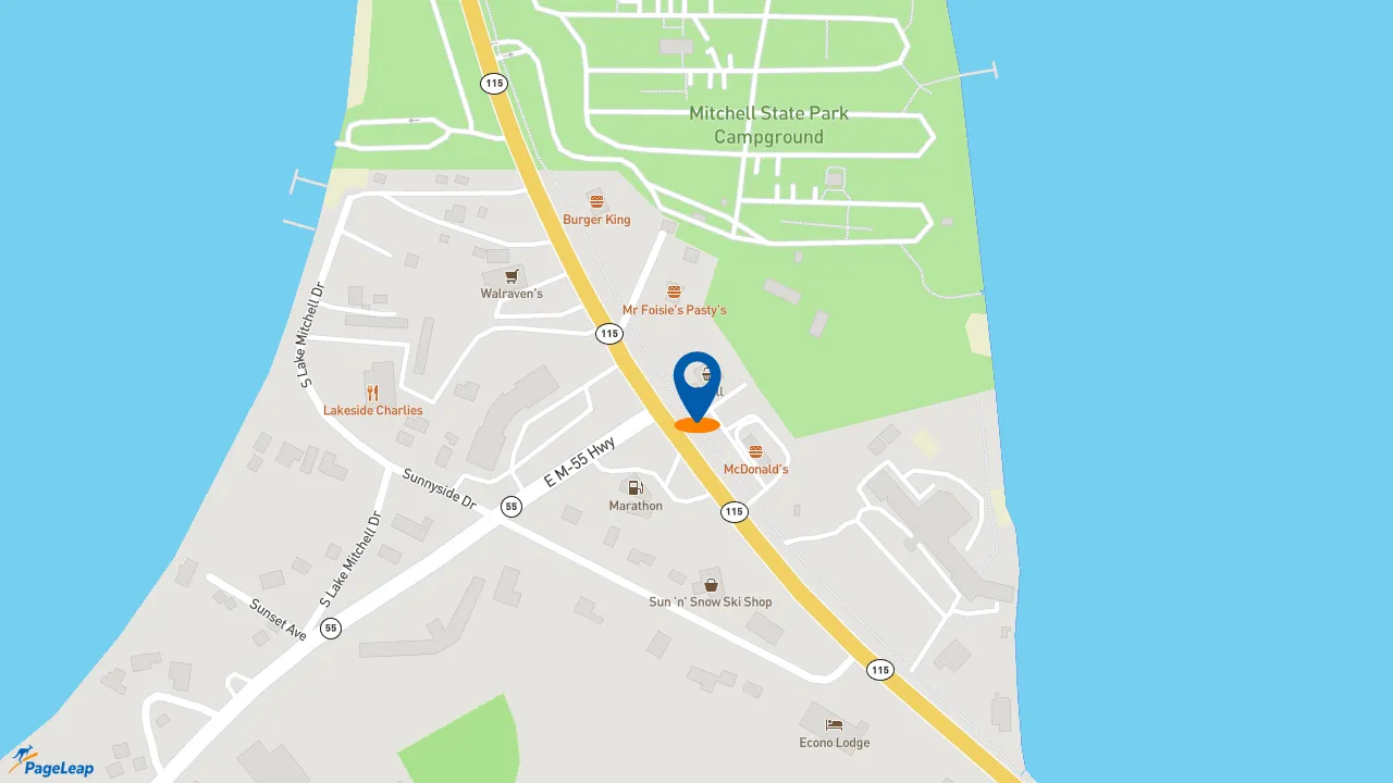 https://pageleap.com map showing location of Subway in Cadillac.