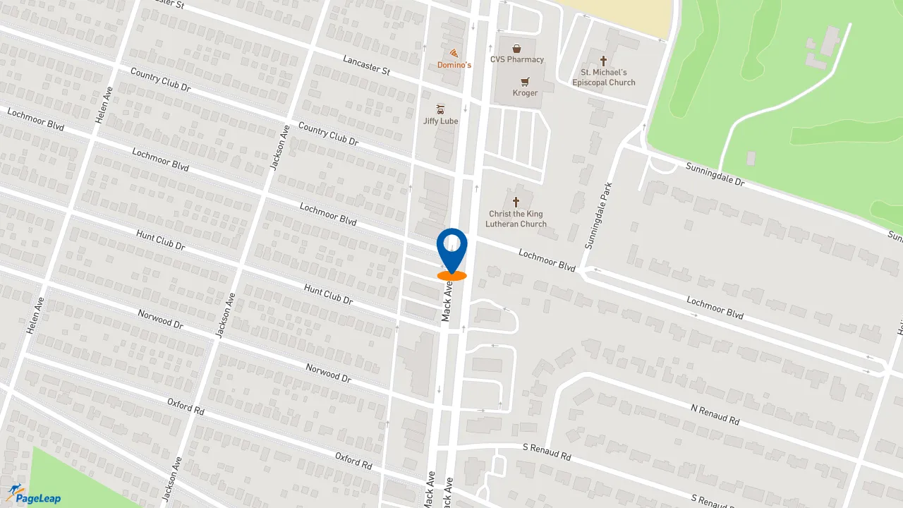 https://pageleap.com map showing location of Subway in Grosse Pointe Woods.