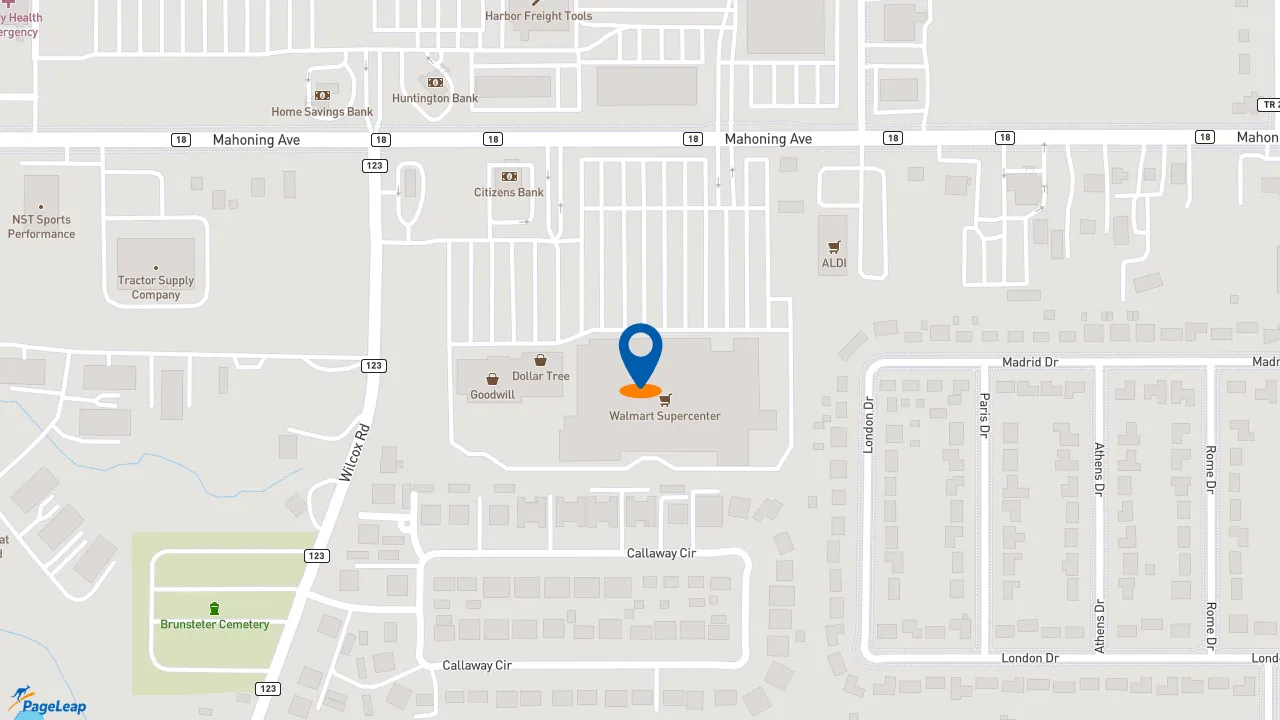 https://pageleap.com map showing location of Subway in Austintown.
