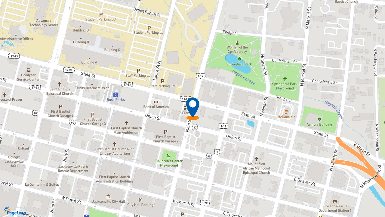 https://pageleap.com map showing location of Subway in Jacksonville.