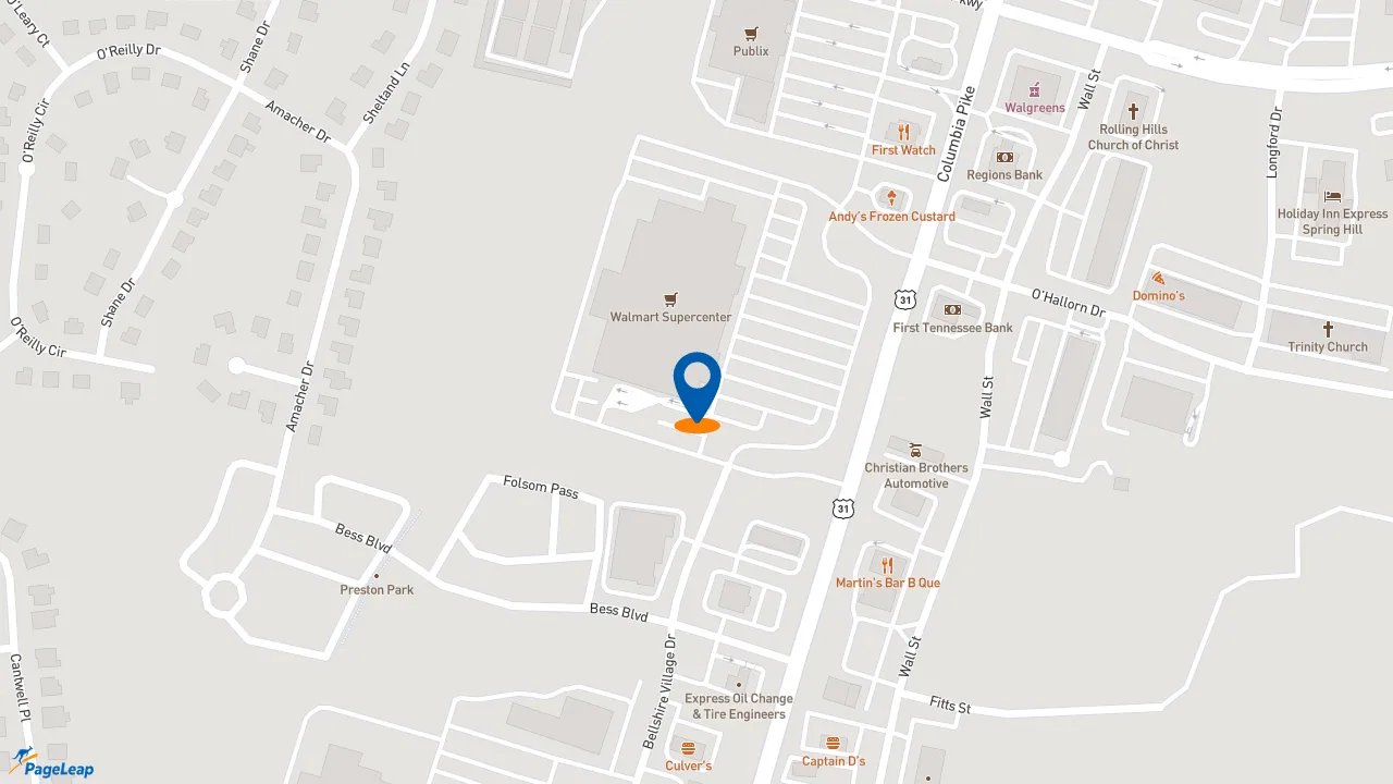 https://pageleap.com map showing location of Subway in Spring Hill.