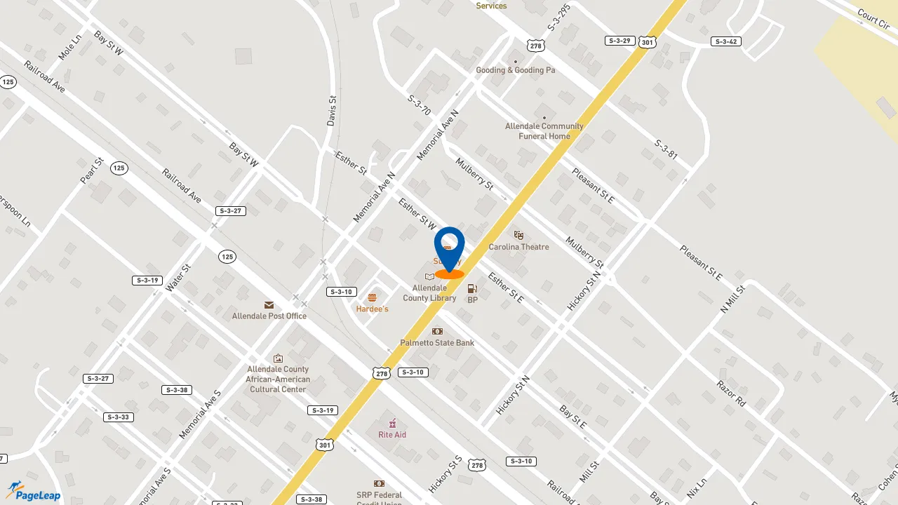 https://pageleap.com map showing location of Subway in Allendale.