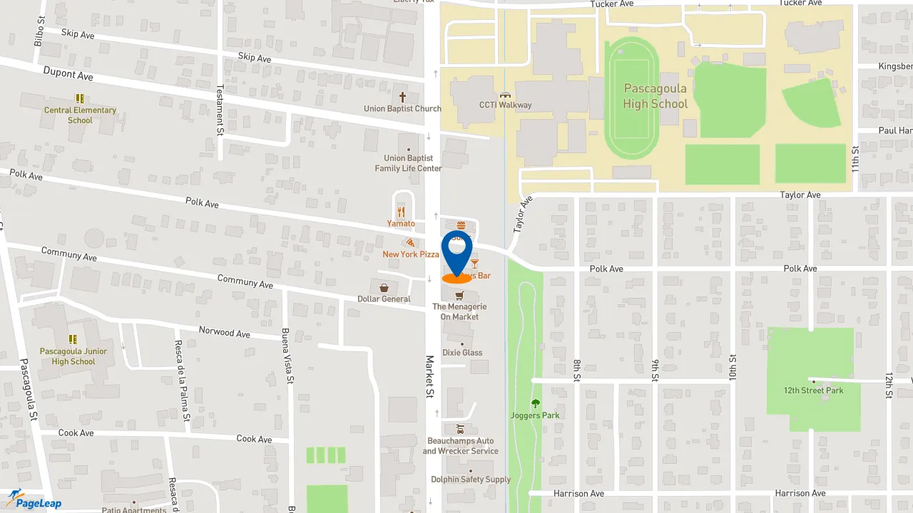 https://pageleap.com map showing location of Subway in Pascagoula.