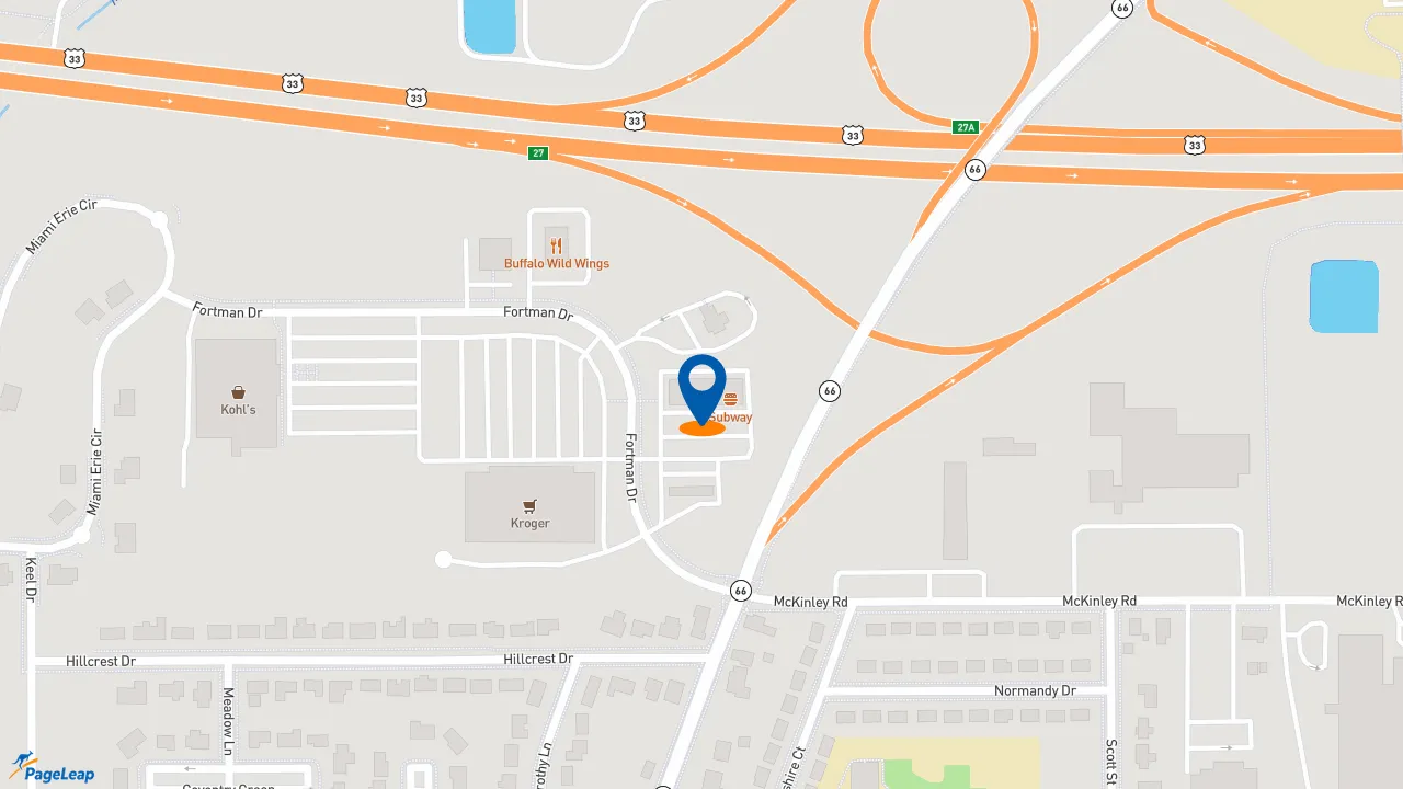 https://pageleap.com map showing location of Subway in Saint Marys.