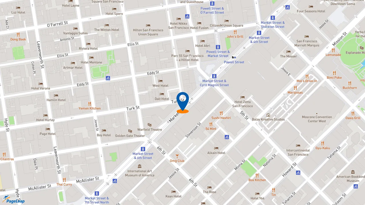 https://pageleap.com map showing location of Subway in San Francisco.