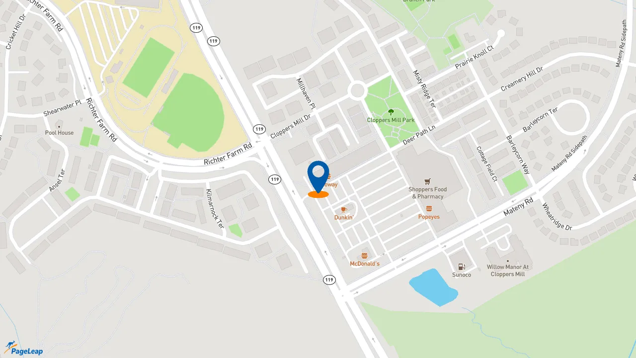 https://pageleap.com map showing location of Subway in Germantown.