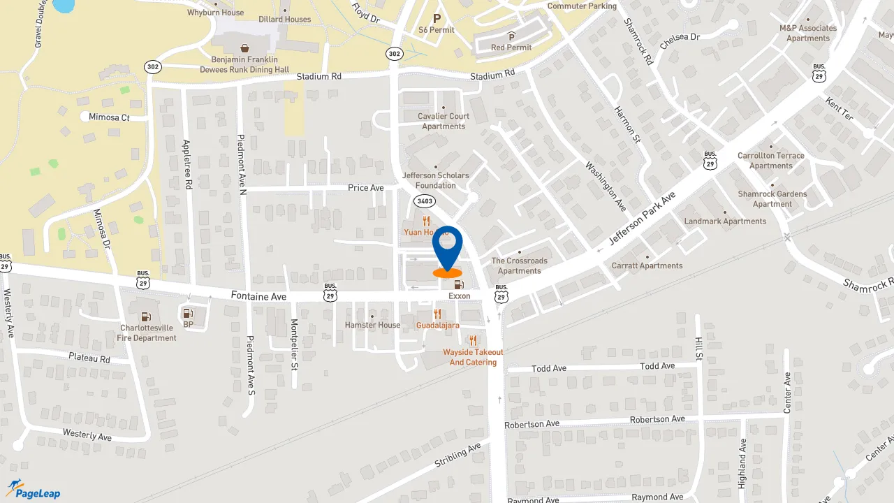 https://pageleap.com map showing location of Subway in Charlottesville.