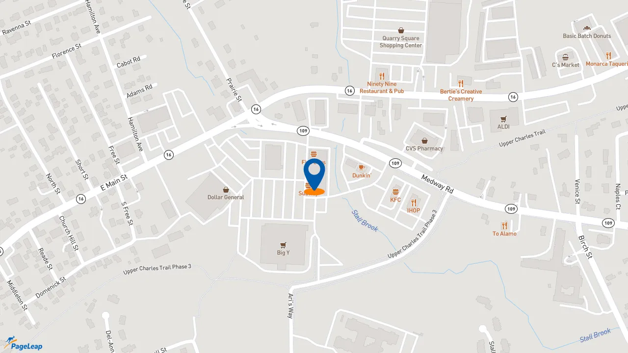 https://pageleap.com map showing location of Subway in Milford.